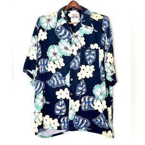 Paradise Coves Hawaiian Shirt‎ Men’s XXL Blue Silk Blend Vacation Dad Core